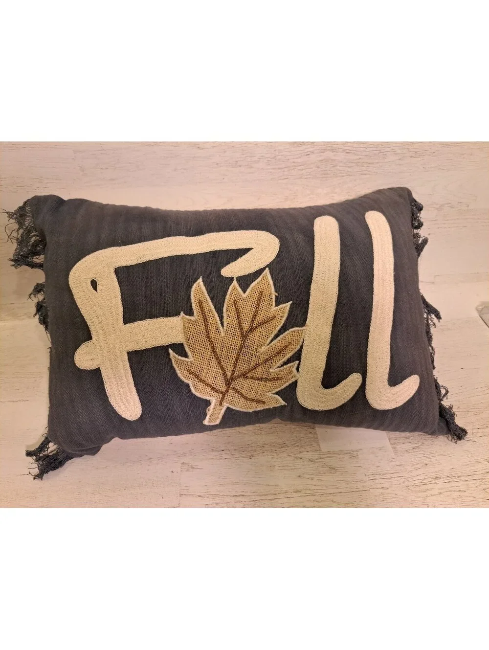 2 Fall Leaf Accent Pillow Covers Autumn Rustic Thanksgiving Beaded Seasonal